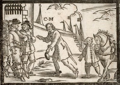 Politische Pamphlete Mazarinade: Mazarin befreit die Prinzen in Le Havre, Holzschnitt von French School