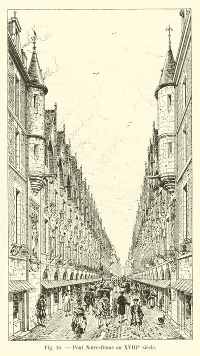 Pont Notre-Dame im 18. Jahrhundert von French School
