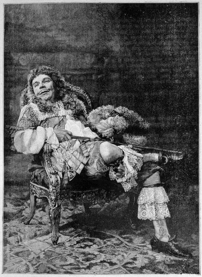 Poppy in der Rolle von Mascarille in Molières „Les Precious Ridicules“ von French School