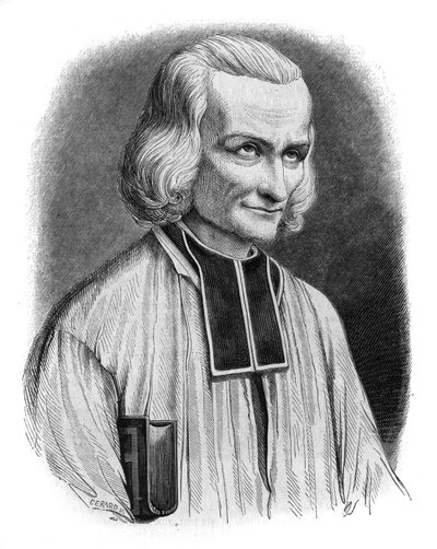Porträt von Abbe Jean Marie Vianney, bekannt als der Pfarrer von Ars (1786-1859). Heiliggesprochen als Jean-Marie Vianney im Jahr 1925. Gravur von Cabuchet von French School