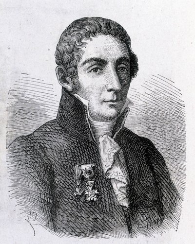 Porträt von Alessandro (Alexandre) Volta (1745 - 1827) - in „Album der Wissenschaft; berühmte Gelehrte; Große Entdeckungen“ 1896 von French School