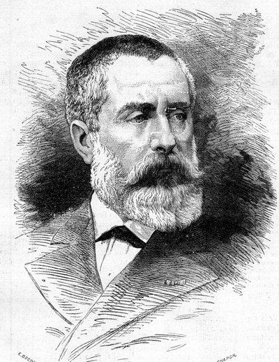 Porträt von Auguste Emmanuel Vaucorbeil (1821-1884), französischer Komponist und Direktor der Pariser Oper. Gravur in „Le Monde Illustré“ Nr. 1165 vom 26. Juli 1879. von French School