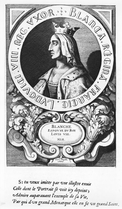 Porträt von Blanche de Castille (1185-1252), 1643 von French School