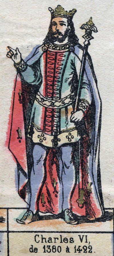 Porträt von Karl VI. von Frankreich, bekannt als Karl der Gute (1368-1422). Illustration Ende des 19. Jahrhunderts von French School