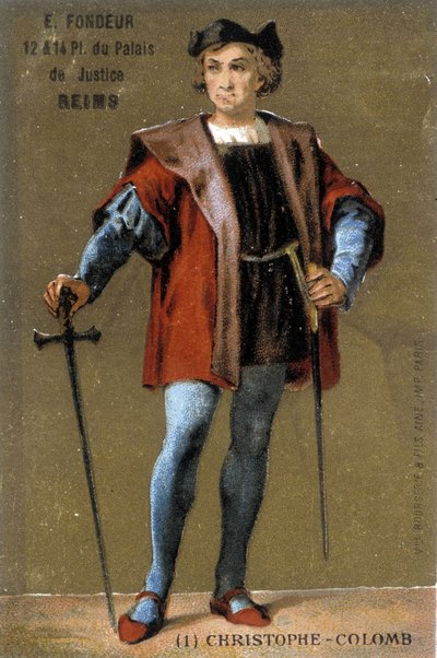 Porträt von Christoph Kolumbus. Chromolithographie des 19. Jahrhunderts von French School