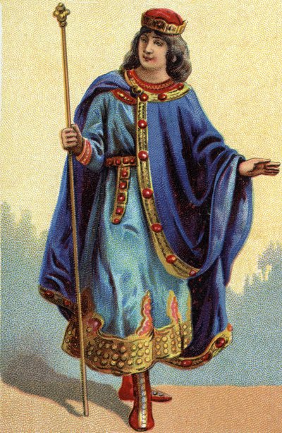 Porträt von Dagobert II., König der Franken von 711 bis 716. Chromolithographie um 1890 von French School