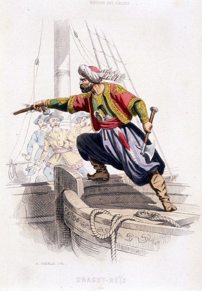Porträt von Dragut - Reïs, türkischer Pirat des 16. Jahrhunderts - aus „Histoire des pirates et corsaires de l