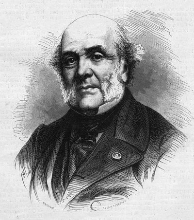 Porträt von Frederic Auguste Demetz (1796-1873), französischer Anwalt, Gründer der landwirtschaftlichen Kolonie und Strafanstalt von Mettray zur Rehabilitation jugendlicher Straftäter. Gravur in „Le Monde Illustré“ Nr. 866 vom 15. November. von French School