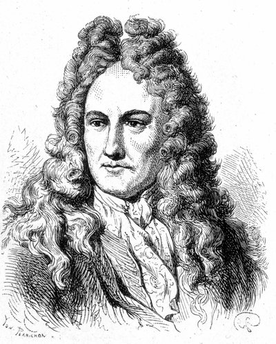 Porträt von Gottfried Wilhelm von Leibniz (1646 - 1716), deutscher Philosoph und Gelehrter - in „Album der Wissenschaft; berühmte Gelehrte; Große Entdeckungen“ 1896 von French School