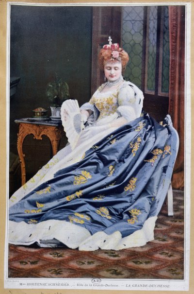 Porträt von Hortense Schneider in der Rolle der Großherzogin in La Grande Duchesse de Gerolstein von Jacques Offenbach, ca. 1867 von French School