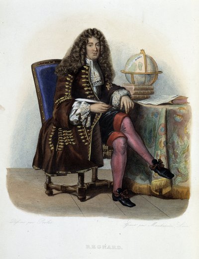 Porträt von Jean Francois Regnard, französischer Schriftsteller und Dramatiker (1655-1709) - in „Le Plutarque français“, von Mennechet von French School