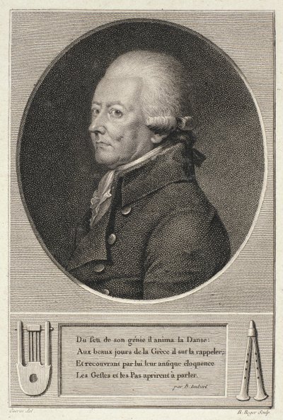 Porträt von Jean Georges Noverre (1727-1810) graviert von B. Roger von French School