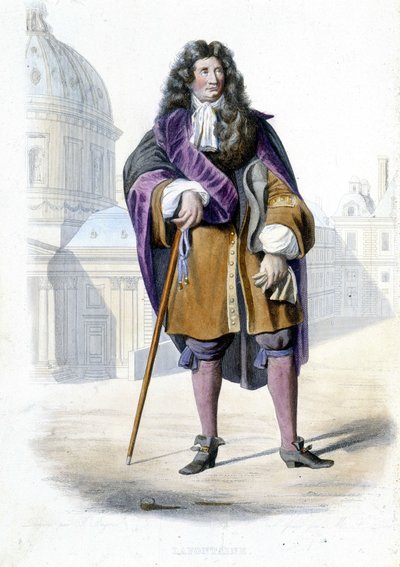 Porträt von Jean de La Fontaine, französischer Schriftsteller (1621-1695) - in Hrsg. Mennechet, „Le Plutarque français“ von French School
