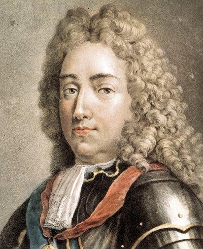 Porträt von Louis-Joseph von Bourbon, Herzog von Vendome, Farbgravur von French School