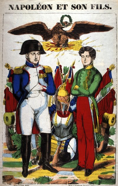 Porträt von Napoleon I und seinem Sohn, Napoleon II. Bild von Epinal von French School