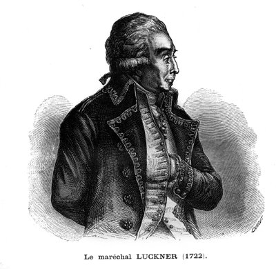 Porträt von Nicolas Luckner (1722-1794), französischer Militär deutscher Herkunft. Gravur in „Les Illustrations De L