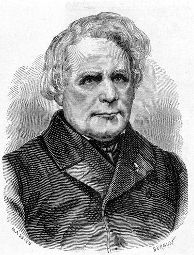 Porträt von Ruhmkorff Heinrich Daniel (1803 - 1877), Erbauer von Physikinstrumenten (das Induktionsgerät), deutscher Mechaniker und Elektriker - in „Album der Wissenschaft; berühmte Wissenschaftler; Große Entdeckungen“ 1896 von French School