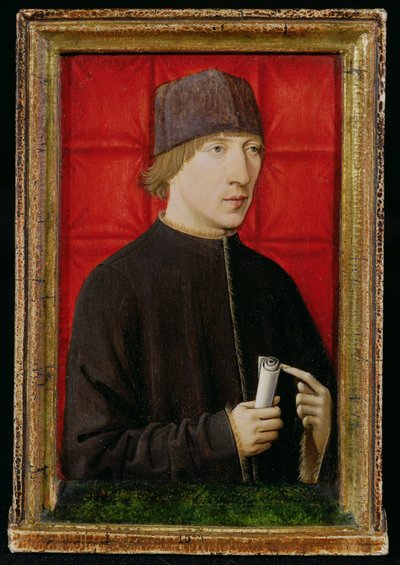 Porträt eines Mannes mit einer Schriftrolle, ca. 1480-1510 von French School