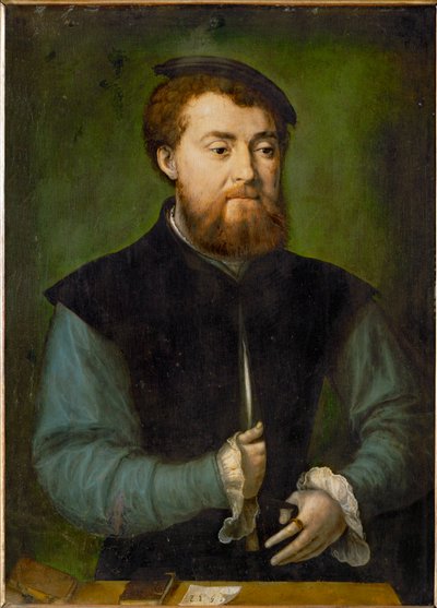 Porträt eines Mannes mit Bart und Barett von French School