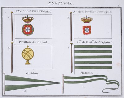 Portugiesische Flaggen, aus einem französischen Flaggenbuch, ca. 1819 von French School