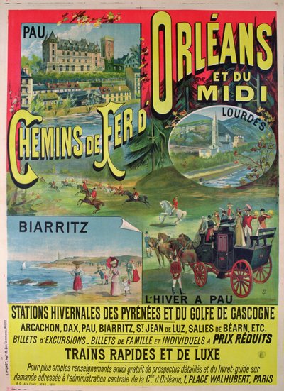 Plakatwerbung für die Eisenbahnen von Orleans und Midi, Frankreich von French School
