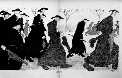 Priester in Säulen fliehen (Trennung von Kirche und Staat) - in "The Witness" vom 29/12/1906 von French School