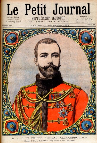 Prinz Nikolaus Alexandrowitsch, Thronfolger von Russland (zukünftiger Kaiser und Zar Nikolaus II.) - Illustration für Le Petit Journal von French School