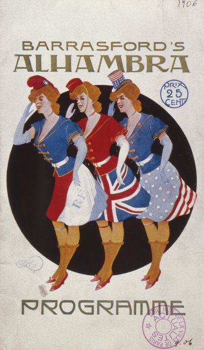 Programm für die Alhambra Music Hall in Paris, 1906 von French School