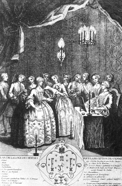 Empfang von Damen in der Loge der Mopses von French School
