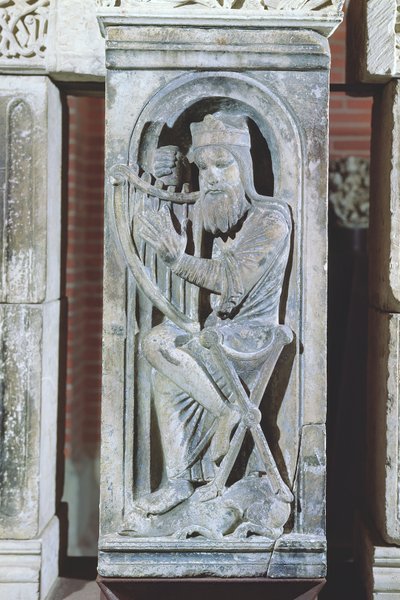 Relief, das König David beim Harfenspiel darstellt, aus La Daurade von French School