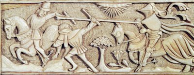 Relief, das kämpfende Ritter darstellt, (Detail) von French School