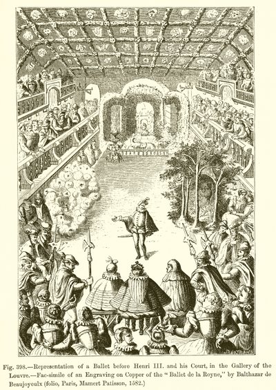 Darstellung eines Balletts vor Heinrich III. und seinem Hof im Louvre von French School