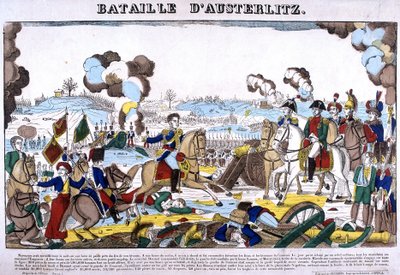 Darstellung der Schlacht von Austerlitz, oder Schlacht der drei Kaiser, am 02.12.1805. Bild von Epinal von French School