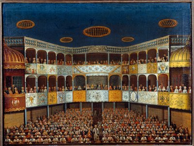 Darstellung des „Eingebildeten Kranken“ von Molière im Minorca-Theater in Spanien von French School