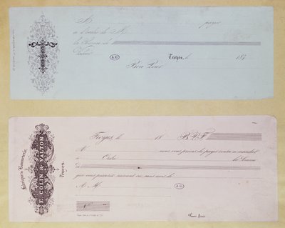 Zahlungsaufforderungen, ausgestellt in Troyes in den 1840er Jahren von French School