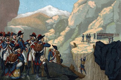 Reservearmeekampagne im Jahr 1800: Durchquerung des Simplonpasses durch General Bethencourt im Mai 1800. von French School