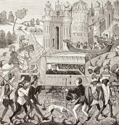 Robert I., Herzog der Normandie, wird von Negern in seiner Sänfte getragen, aus 