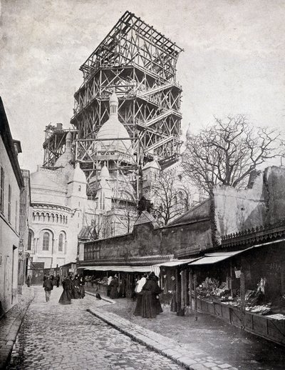 Rosenkranzhändler an der Kirche des Heiligen Herzens im Bau, Ende 19. Jahrhundert von French School