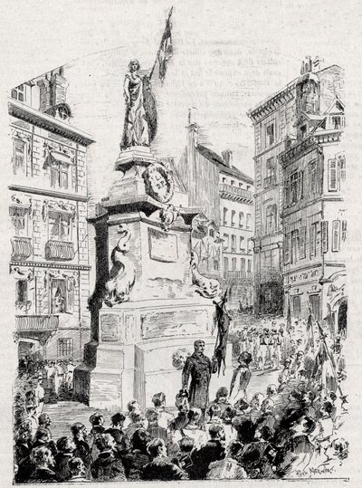 Rouen: Mitglieder der Liga der Patrioten vor der Statue von Jeanne d