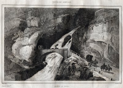 Route du Simplon - Gravur aus „Picturesque Italy“ von M. de Norvins, Ch. Nodier 1834-1836. von French School
