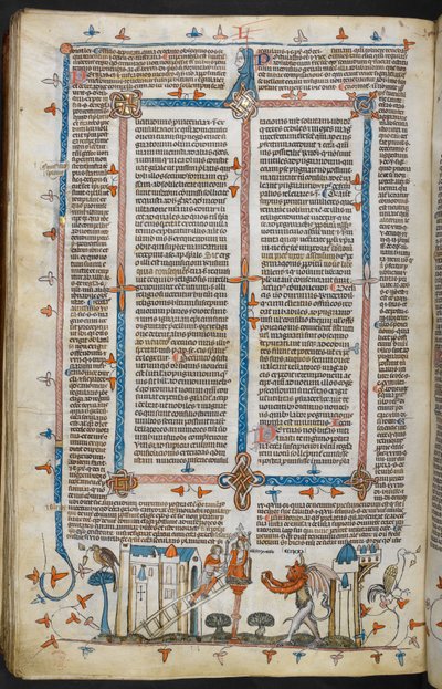 Royal MS 10 E IV, f.209v, Der Maler und der Teufel, aus den Dekretalen von Gregor IX mit Glosse von Bernard von Parma (die 
