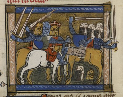 Royal MS 19 D I, f.77v Schlacht von Dschingis Khan und Priester Johannes, aus 