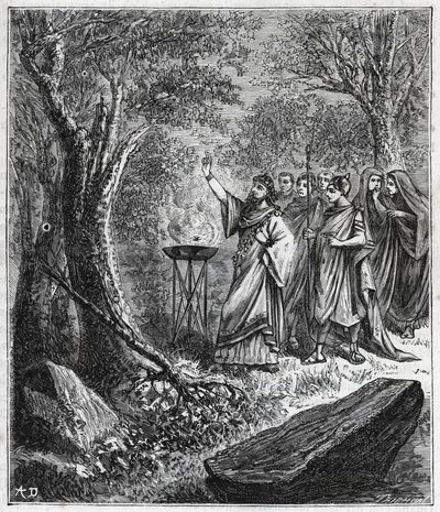 STRUFERTARI (Fest im antiken Rom zur Reinigung der verdorrten Bäume) - Gravur in „Wissenschaften für alle zugänglich gemacht - populäre Physik und Chemie“ von Alexis Clerc - Ende des 19. Jahrhunderts. Private Sammlung. von French School