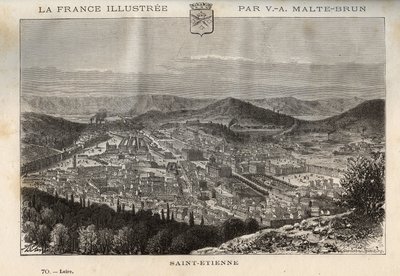 Saint-Etienne - Gravur in „France illustree: Geographie, Geschichte, statistische Verwaltung“ von V.-A. Malt-Brown. 1884 von French School