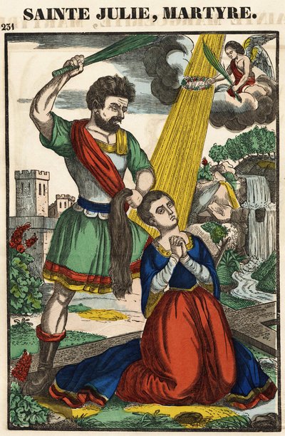 Heilige Julia, Martyrium, Epinal-Bild 19. Jahrhundert von French School