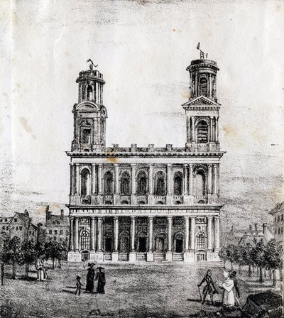 Kirche Saint-Sulpice, Paris - „Alphabet Picturesque des Monumens de Paris“ um 1840 (Gravur) von French School