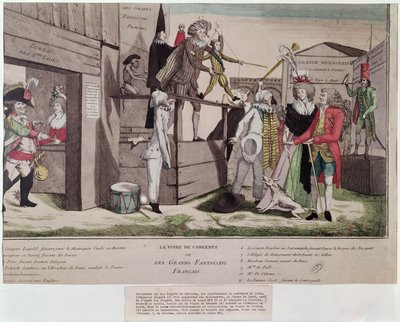 Satirische Karikatur über die französischen Emigranten in Koblenz und die Pillnitzer Deklaration, 1791 von French School