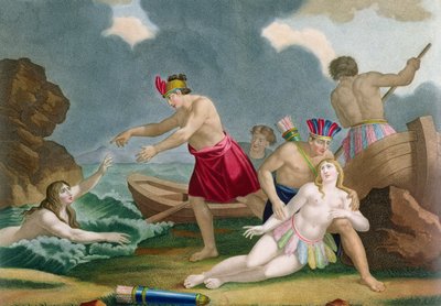 Szene aus der Geschichte der aztekischen Prinzessin Amazilly und ihres Bruders Telasco von French School