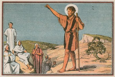 Szene aus dem Leben Jesu (farbige Gravur) von French School