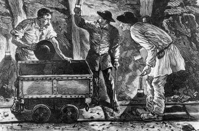Szene in einer Kohlenmine, Illustration aus Germinal von Emile Zola, 1886 von French School